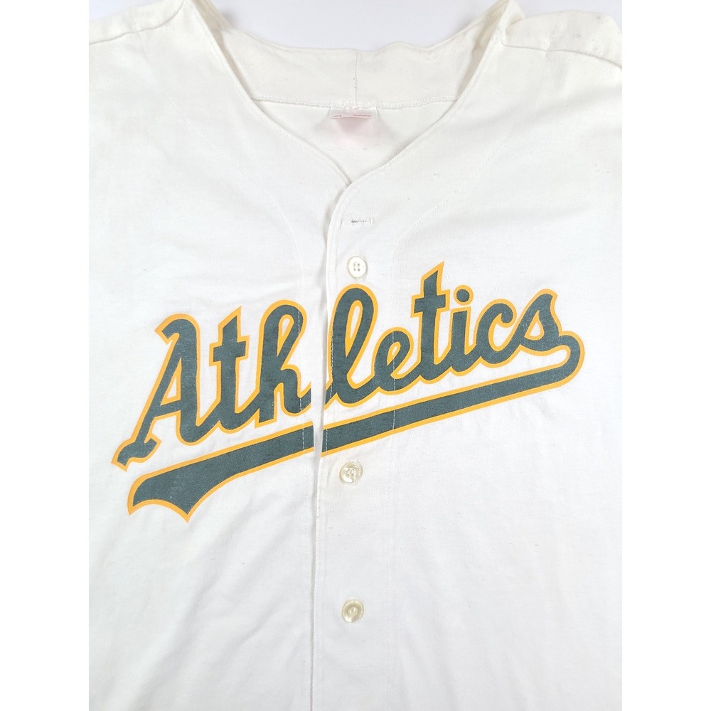 Oakland Athletics Jersey Mens XL White Rawlings MLB Baseball Sports Button Front